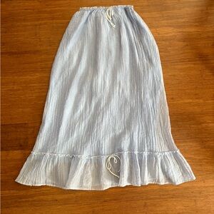 Women's Long Light Blue Crinkle Skirt, Lined